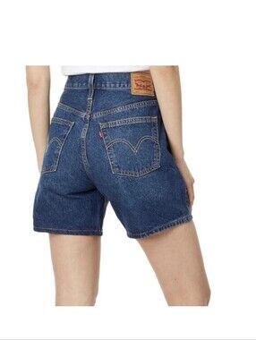 Levi's Women's Straight Shorts - Dark Blue Denim